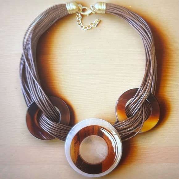 Multi Strand Tortoise Shell Necklace - Picture 2 of 4